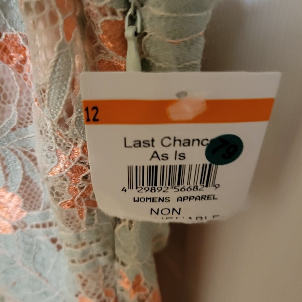 Nortstrom's NSR Teal and Peached ruffled laced dress w/ back bow Size XL NWT - Picture 6 of 10